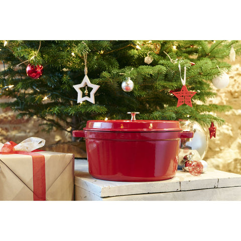 Cast Iron - 9-qt Round Cocotte - Cherry