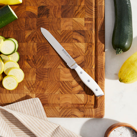 Forged Accent - 5" Serrated Utility Knife- White Handle