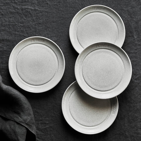 Ceramics - 4 Pc Appetizer Plate Set - White Truffle