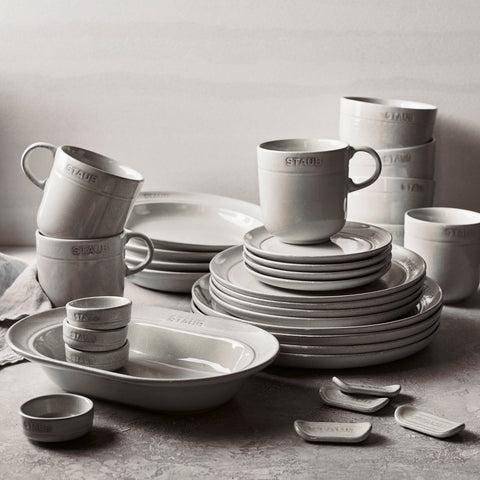 Ceramics - 12 Pc Dinnerware Set - White Truffle