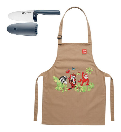 TWINNY - 2pc Set - Blue Chef's Knife and Kids Apron