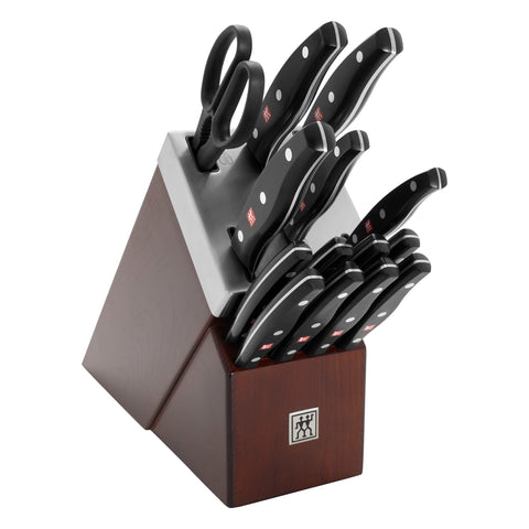 TWIN Signature - 15pc Self-Sharpening Set w/ Brown Ash Wood Block