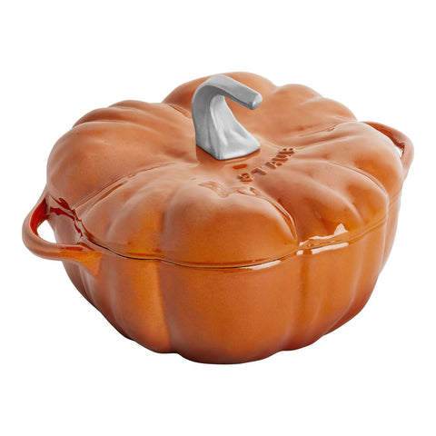 Cast Iron - Specialty Shaped Dutch Ovens - 3.5-qt Pumpkin Dutch Oven - Burnt Orange w/ Stainless Knob