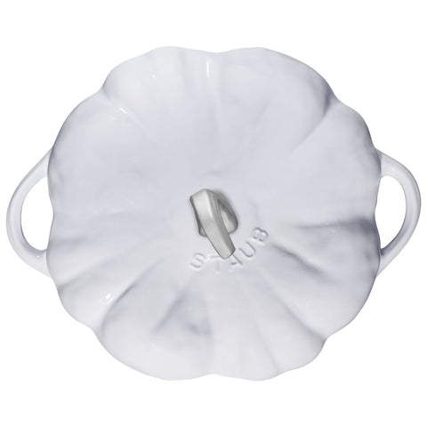 Cast Iron - Specialty Shaped Dutch Ovens - 3.5-qt Pumpkin Dutch Oven - White w/ Stainless Knob