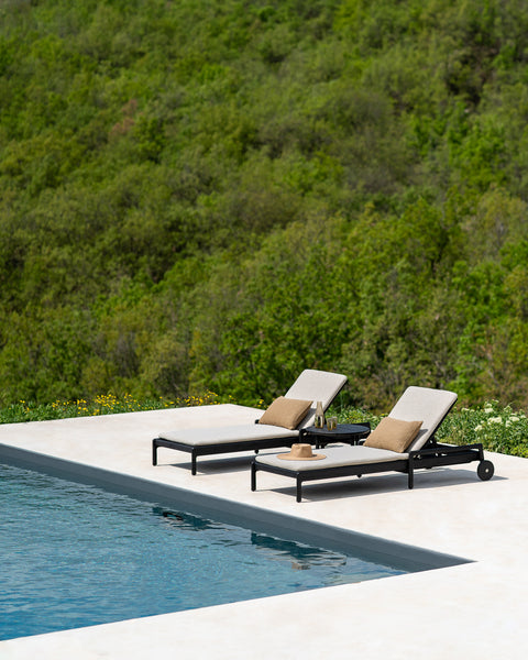 Jack outdoor Adjustable Lounger - Teak Black - Natural Thin Cushion
