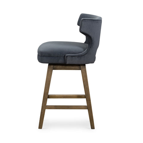 Task Swivel Counter Stool - Modern Velvet Shadow