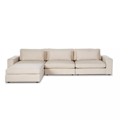 Bloor 3-Pc Sectional Sofa w/ Ottoman - Clairmont Ivory