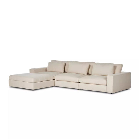 Bloor 3-Pc Sectional Sofa w/ Ottoman - Clairmont Ivory