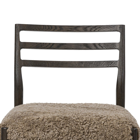 Glenmore Dining Chair- Light Carbon - Taupe Shearling