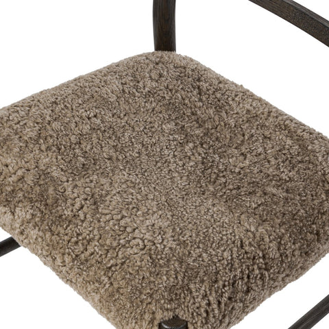 Glenmore Dining Chair- Light Carbon - Taupe Shearling