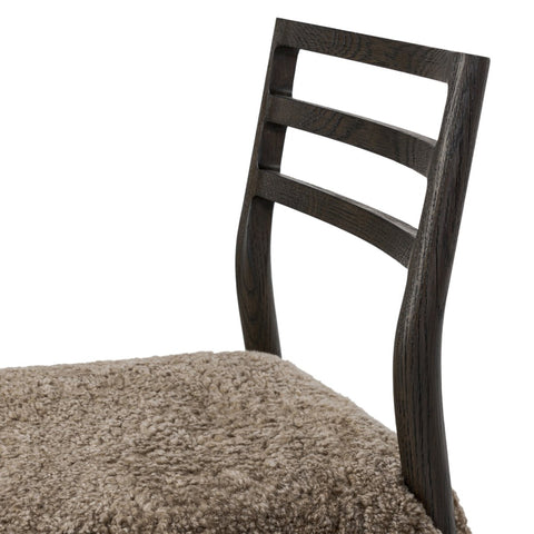 Glenmore Dining Chair- Light Carbon - Taupe Shearling