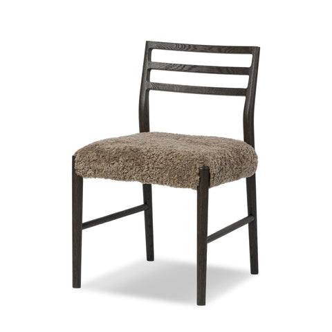 Glenmore Dining Chair- Light Carbon - Taupe Shearling