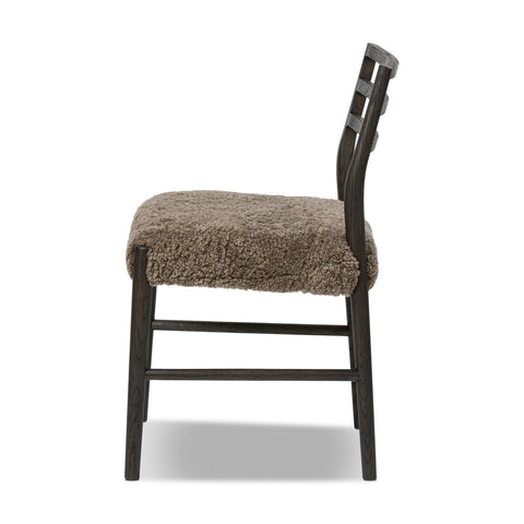 Glenmore Dining Chair- Light Carbon - Taupe Shearling