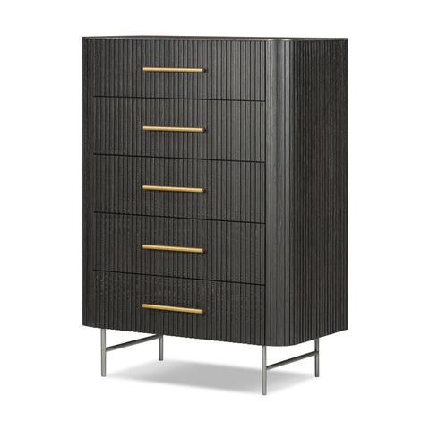 Fletcher 5 Drawer Dresser - Distressed Black