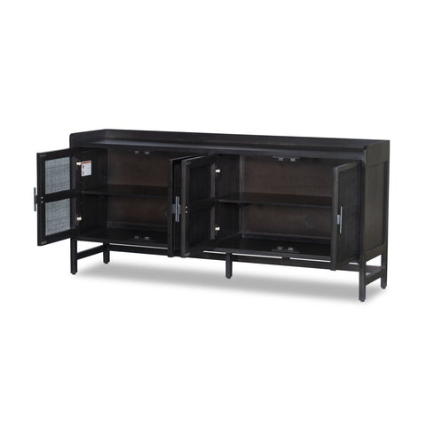 Caprice Sideboard - 72" - Black Wash Mango w/ Black Cane
