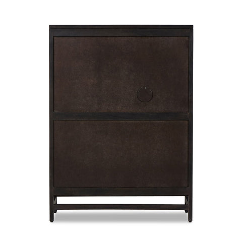 Caprice Bar Cabinet - Black Wash Mango w/ Black Natural Cane