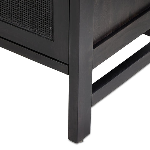 Caprice Bar Cabinet - Black Wash Mango w/ Black Natural Cane