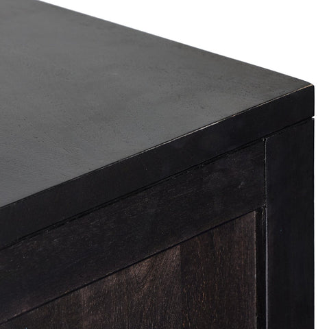 Caprice Bar Cabinet - Black Wash Mango w/ Black Natural Cane