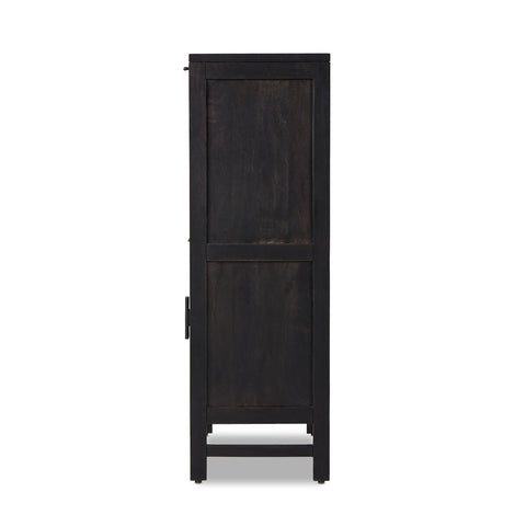 Caprice Bar Cabinet - Black Wash Mango w/ Black Natural Cane