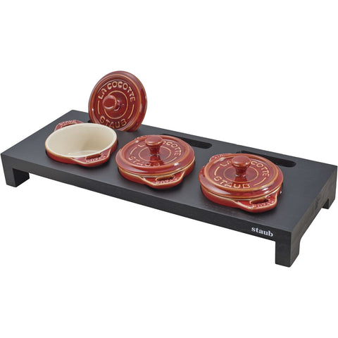 Cast Iron - Wood Mini Cocotte Stand - Black