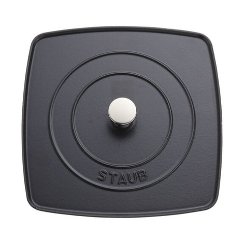 Cast Iron - 12" Square Grill Pan & Press Set - Black