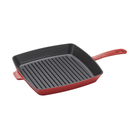 Cast Iron - 12" Square Grill Pan & Press Set - Cherry