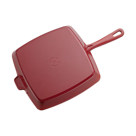 Cast Iron - 12" Square Grill Pan & Press Set - Cherry