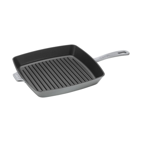 Cast Iron - 12" Square Grill Pan & Press Set - Graphite Grey