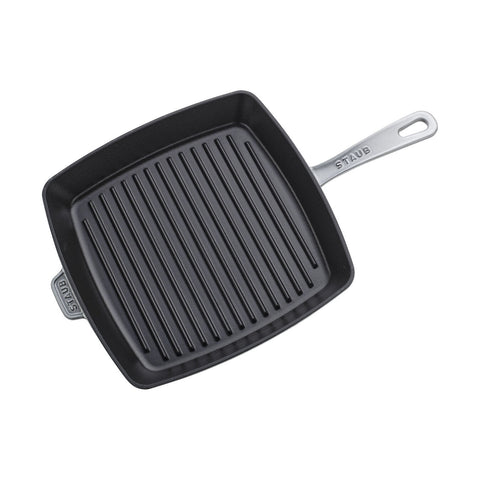 Cast Iron - 12" Square Grill Pan & Press Set - Graphite Grey