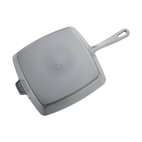 Cast Iron - 12" Square Grill Pan & Press Set - Graphite Grey