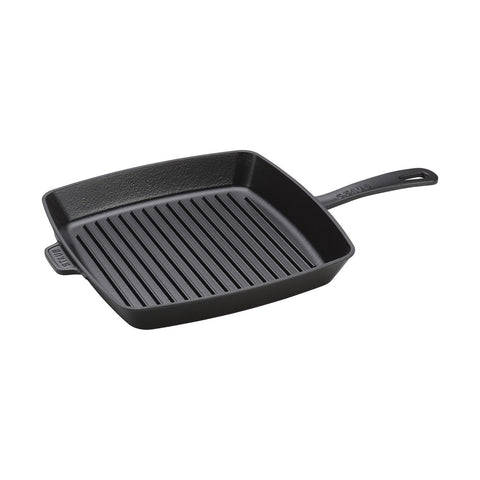 Cast Iron - 12" Square Grill Pan & Press Set - Black