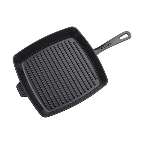 Cast Iron - 12" Square Grill Pan & Press Set - Black