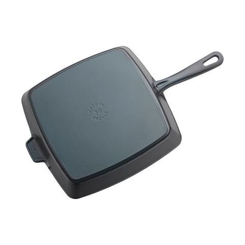 Cast Iron - 12" Square Grill Pan & Press Set - Black