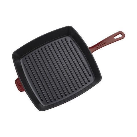 Cast Iron - 12" Square Grill Pan & Press Set - Grenadine