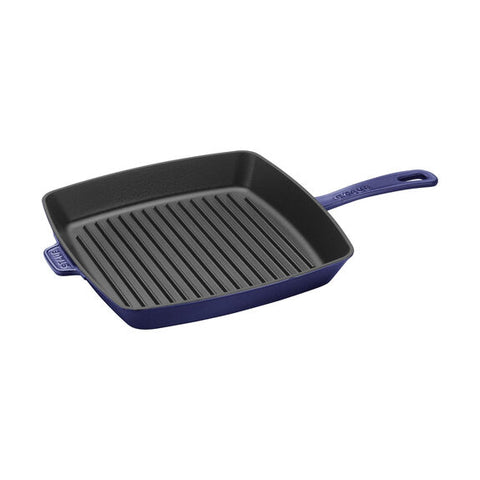Cast Iron - Grill Pans - 12" Square Grill Pan & Press Set - Dark Blue