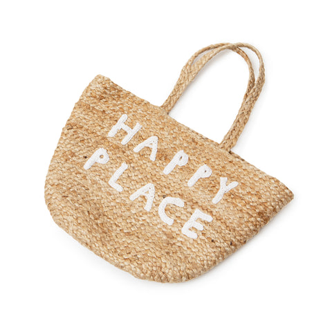 Happy Place Jute Tote Bag - Small