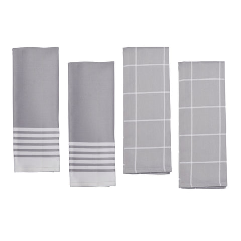 Towels - 4 Pc Kitchen Towels Set - Grey