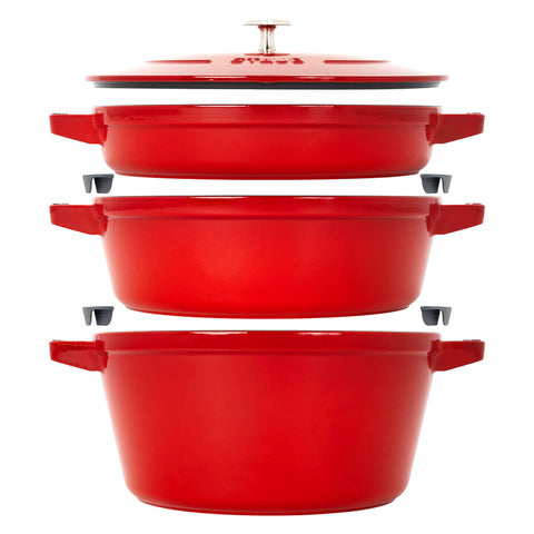 Cast Iron - 3 Pc Stackable Set - Cherry