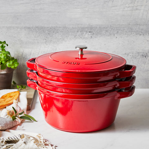 Cast Iron - 3 Pc Stackable Set - Cherry