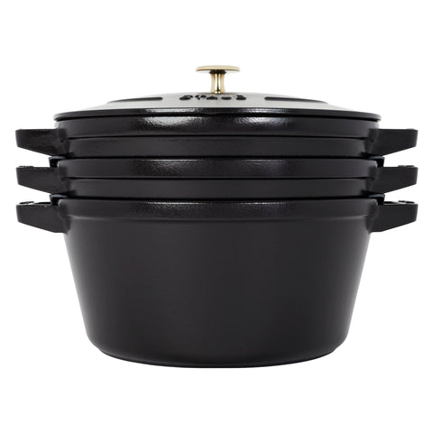 Cast Iron - 4 Pc Stackable Set - Black Matte