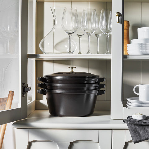 Cast Iron - 4 Pc Stackable Set - Black Matte