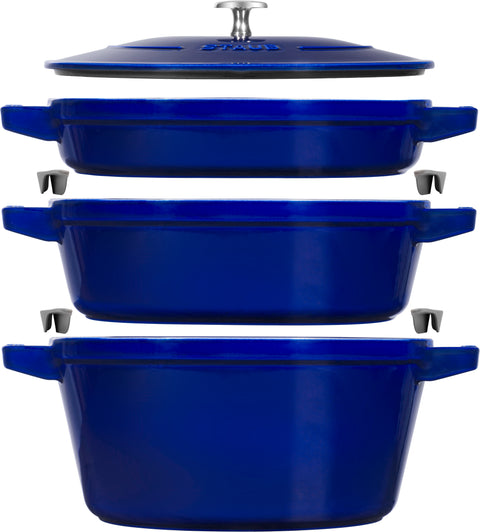 Cast Iron - 4 Pc Stackable Set - Dark Blue