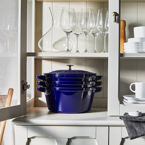 Cast Iron - 4 Pc Stackable Set - Dark Blue