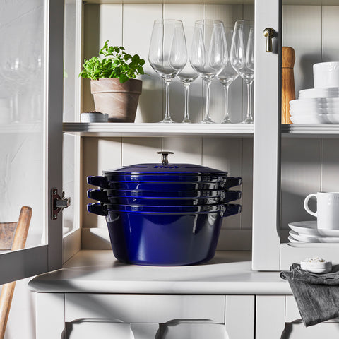 Cast Iron - 4 Pc Stackable Set - Dark Blue