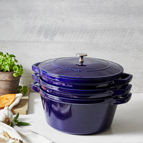 Cast Iron - 4 Pc Stackable Set - Dark Blue