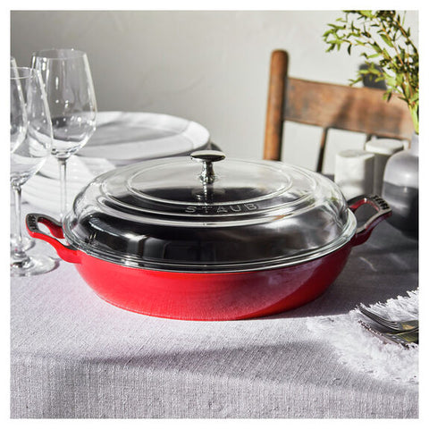 Cast Iron - Braisers/ Sauté Pans - 3.5-qt Braiser with Glass Lid - Cherry