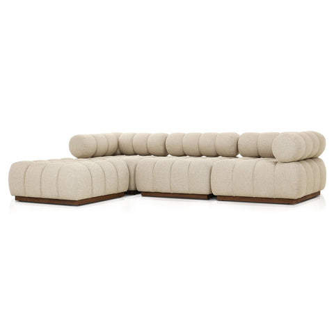 Roma Outdoor 3Pc Sectional w/ Ottoman - Hayes Cream