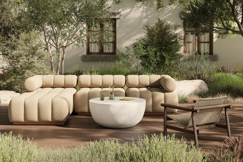 Roma Outdoor 3Pc Sectional w/ Ottoman - Hayes Cream