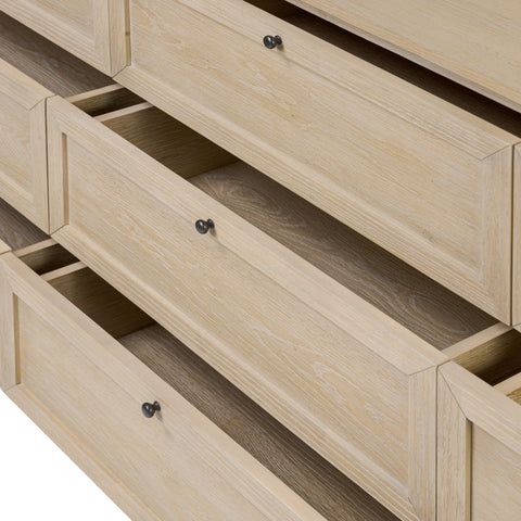 Millie 9 Drawer Dresser - Bleached Oak Veneer