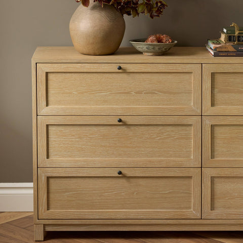Millie 9 Drawer Dresser - Bleached Oak Veneer
